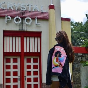 Hand Painted Lady Boss Jean Jacket